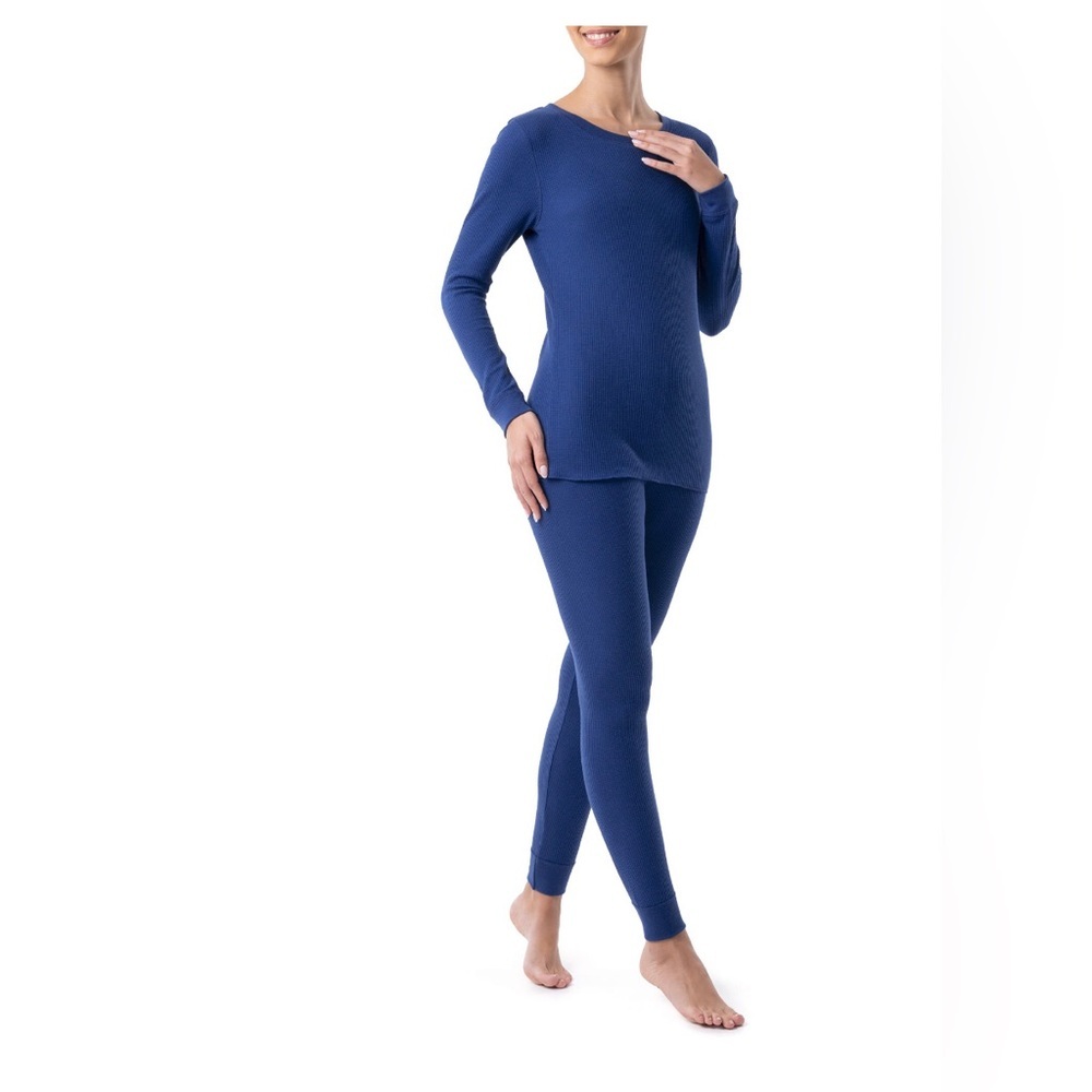 Fruit of the Loom dark blue eversoft Long Underwear Waffle Thermal top size XL - Picture 7 of 10